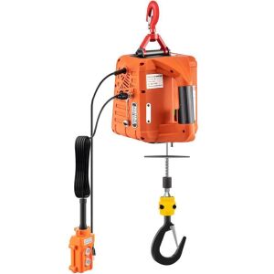 VEVOR 1100lbs Portable Electric Winch, 1500W 110V, 25ft Lifting Height, w/Wire and Wireless Remote Control, Overload Protection 