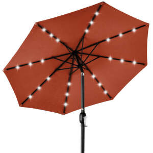 Solar LED Lighted Patio Umbrella w/ Tilt Adjustment, UV-Resistance - 10ft