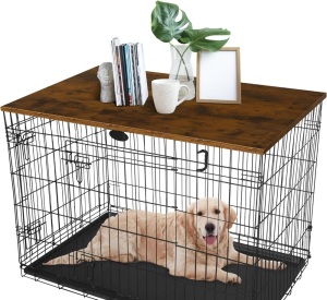 Deblue Dog Crate Table Topper, Dog Kennel Wood Table Topper - Rustic Style Dog Crate Topper for 30 in Wire Crate