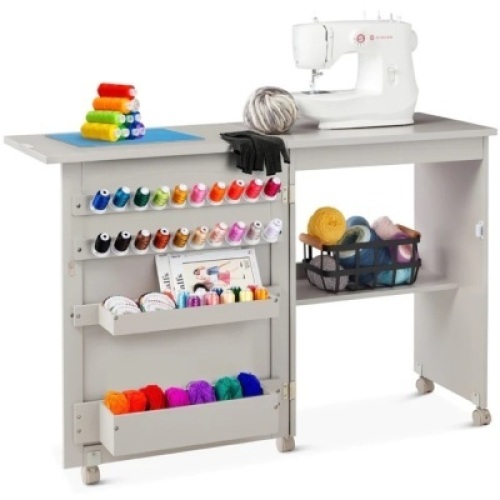 Folding Sewing Table Multipurpose Craft Station & Side Table w/ Wheels&nbsp; 46"(L) x 14.75"(W) x 30.5"(H)