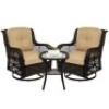 3-Piece Patio Wicker Bistro Furniture Set w/ 2 Swivel Rocking Chairs, Table&nbsp; 33"(L) x 32"(W) x 36.5"(H)