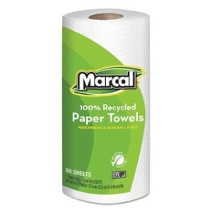 Case of Marcal 100% Recycled Paper Towels, 60 Sheet Rolls, 15 Rolls - NEW in Damaged Box