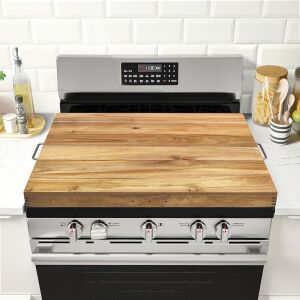 GASHELL Gas Stove Cover with Handles, Acacia 
