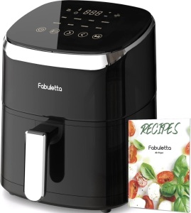 Air Fryer, Fabuletta 9 Cooking Functions Electric Air Fryers, Shake Reminder, Powerful 1550W Electric Hot Air Fryer Oilless Cooker, Tempered Glass Display, Dishwasher-Safe & Nonstick, 4 Quart  10.2"D x 10.2"W x 12.4"H  