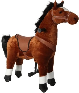 Ride-On Horse,Toy Horse,Riding Horse,No Battery,No Electricity,Mechanical Pony Brown,Ride On Real Walking Horse for Children 4 to 12 Years Old or Up to 165.34 Pounds-187.39 Pounds,Large,Brown