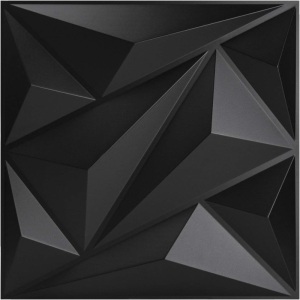 Art3dwallpanels PVC 3D Wall Panel Diamond for Interior Wall Décor in Black, 19.7" x 19.7" Wall Decor PVC Panel, 3D Textured Wall Panels, Pack of 12 Tiles