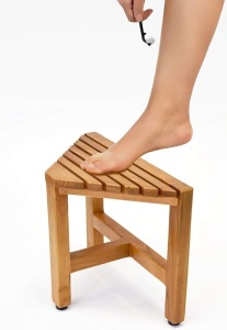 Asta Zini Solid Teak Shower/Bath/Spa Corner Foot Stool, Side Table, Fully Assembled, TB-014