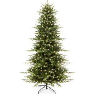 Pre-Lit Artificial Aspen Noble Fir Christmas Tree w/ Metal Stand 6ft