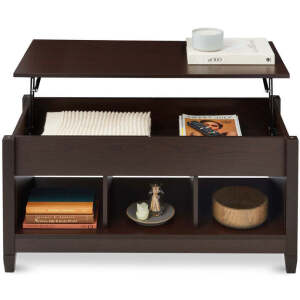 Multifunctional Lift Top Coffee Table w/ Hidden Storage, 3 Cubbies