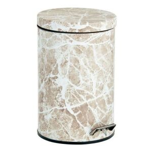 mDesign 12L Round Step Trash Can, Taupe Marble 