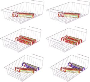 iSPECLE Under Shelf Storage Basket, 6 Pack 