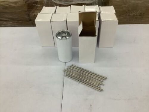 Lot of (11) 12 oz Sublimation Blank&nbsp;Stainless Steel Tumblers with Lids and Straws&nbsp;