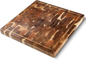 14" End Grain Cutting Board Butcher Block, Acacia Wood 