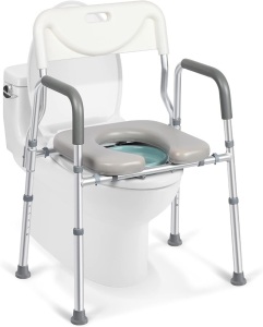 Xilingol Raised Toilet Seat with Handles and Back,350lb Bedside Commode Chair with Arms, 4-in-1 Adjustable and Portable Bathroom Chair for Adults, Seniors, Elderly, Handicapped, Disabled