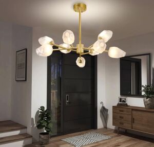 IDEQUY Semi Flush Mount 9 Lights Modern Sputnik Chandelier Ceiling Lamp with G9 Bulb Base