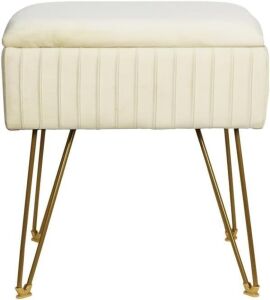 Vanity Stool with Storage, Cream