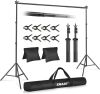 Emart 10x7ft Photo Studio Adjustable Background Stand Support Kit with 2 Crossbars, 8 Backdrop Clamps, 2 Sandbags and Carrying Bag 