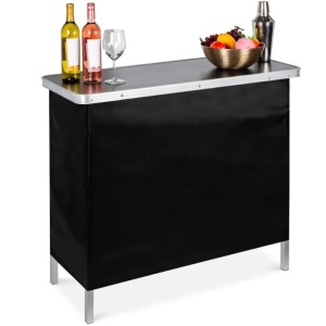 Portable Pop-Up Bar Table w/ Carrying Case, Removable Skirt 39.75"(L) x 15"(W) x 34.75"(H)