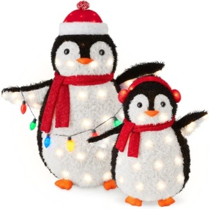 2pc Lighted Pop-Up Penguin Family Christmas Decoration w/ 150 Lights - 3ft 