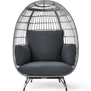 Wicker Egg Chair Oversized Indoor Outdoor Patio Lounger 24"(L) x 40"(W) x 56"(H)