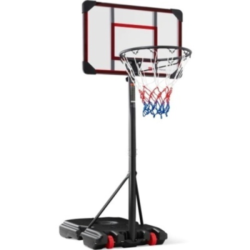 Kids Height-Adjustable Basketball Hoop, Portable Backboard System w/ Wheels&nbsp; 29"(L) x 22"(W) x 76.5"-97.5"(H)
