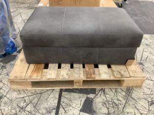 Navigation Gray Storage Ottoman - Small Blemish, Crooked Lid