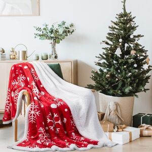 Christmas Sherpa Throw Blanket, 90" x 90" 