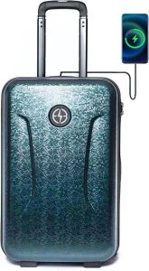 Ebolt Self-Charging Suitcase By 2 Kinetic Wheels with 5000mAh Removable Portable Charger, 22x14x9 Airline Approved with USB Port 