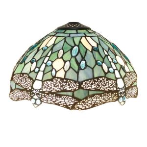 Werfactory Tiffany Lamp Shade 12 Inch Sea Blue Stained Glass Dragonfly Lampshade Replacement