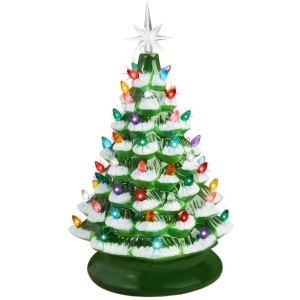 Pre-Lit Ceramic Tabletop Christmas Tree with Lights- 15in 