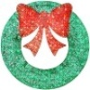 Pre-Lit Outdoor Christmas Wreath, LED Metal Holiday Decor w/ Bow - 36in&nbsp;
