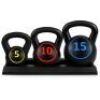 3-Piece Kettlebell Exercise Fitness Weight Set w/ Storage Rack&nbsp;