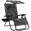 Folding Zero Gravity Recliner Patio Lounge Chair w/ Canopy, Side Tray 