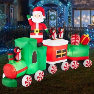 Pre-lit Inflatable Christmas Train & Animated Santa Claus - 8.5ft 