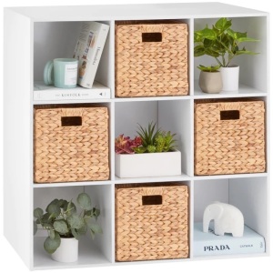 9-Cube Bookshelf Storage Display w/ 3 Removable Panels, Customizable Design 