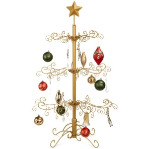 Wrought Iron Christmas Tree Ornament Display w/ Easy Assembly, Stand - 3ft 