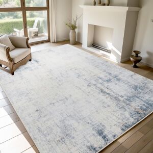 Distressed Blue/Beige Area Rug, Unknown Size 