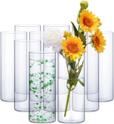 10" Glass Cylinder Vases, 12 pc 