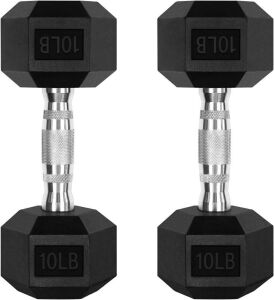 Rubber Encased Hex Dumbbell Set, 10lb 