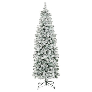 Snow Flocked Artificial Pencil Christmas Tree w/ Stand 12ft