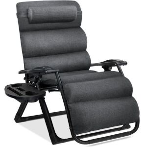 Oversized Zero Gravity Chair, Folding Outdoor Recliner w/ Removable Cushion 