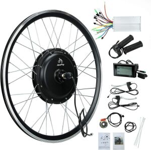 JauoPay 48V 1000W Electric Bicycle Conversion Kit LCD Meter 26" E-Bike Rear Hub Wheel 28mile/h 