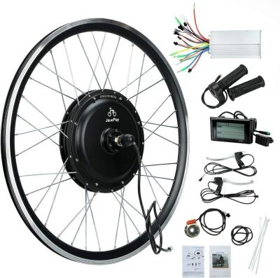 JauoPay 48V 1000W Electric Bicycle Conversion Kit LCD Meter 26" E-Bike Rear Hub Wheel 28mile/h 