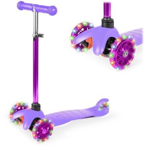 Kids Mini Kick Scooter Toy w/ Colorful Light-Up Wheels, Adjustable T-Bar 