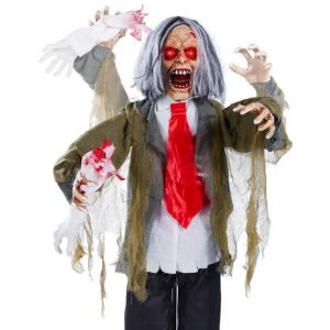 Rotten Ronnie Standing Animatronic Zombie Halloween Prop - 5ft 