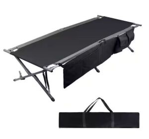 83 in. Steel Heavy Duty Black Folding Camping Cot