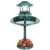Solar Lighted Outdoor Pedestal Bird Bath w/ Planter, Decorative Bird Cage 20"(Dia) x 42"(H)