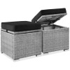 Set of 2 Wicker Ottomans, Multipurpose w/ Removable Cushions, Steel Frame 15.5"(L) x 15.5"(W) x 16"(H)