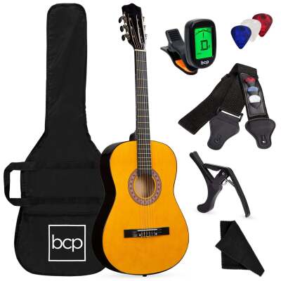 Beginner Acoustic Guitar Set w/ Case, Strap, Digital Tuner, Strings