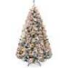 Pre-Lit Snow Flocked Artificial Pine Christmas Tree w/ Warm White Lights